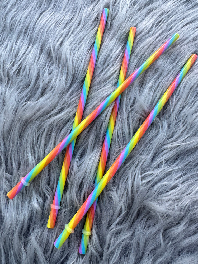 Pastel Rainbow Swirl Reusable Straws