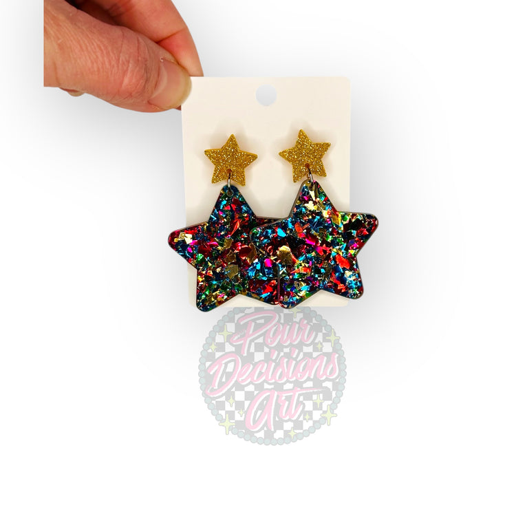 Glitter Acrylic Star Earrings