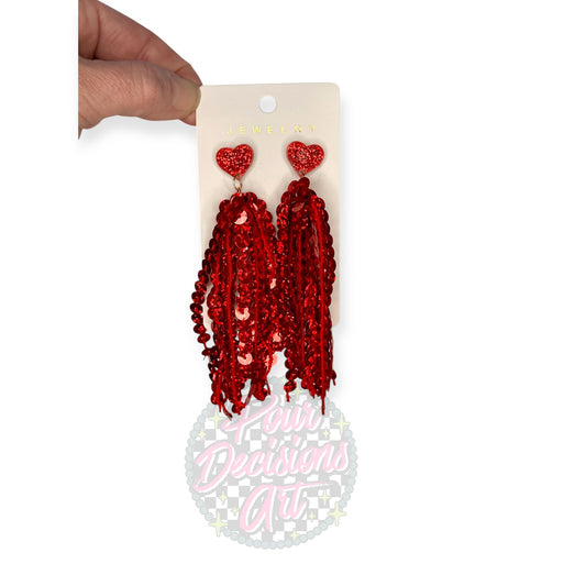 Valentines Sequin & Glitter Acrylic Earrings