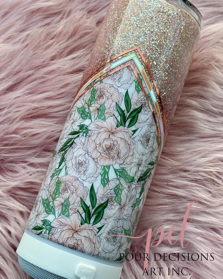 20oz Floral rose gold Speaker Tumbler