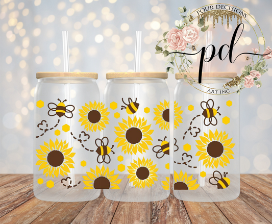 Sunflowers & bees UV 16oz wrap