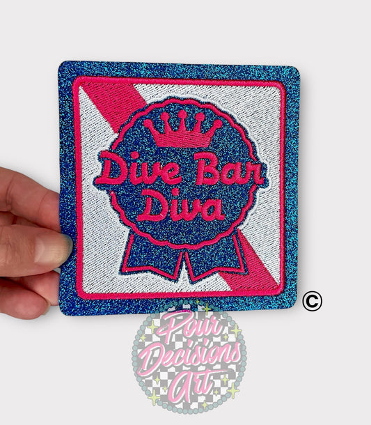 Large Dive Bar Diva Glitter Patch©️