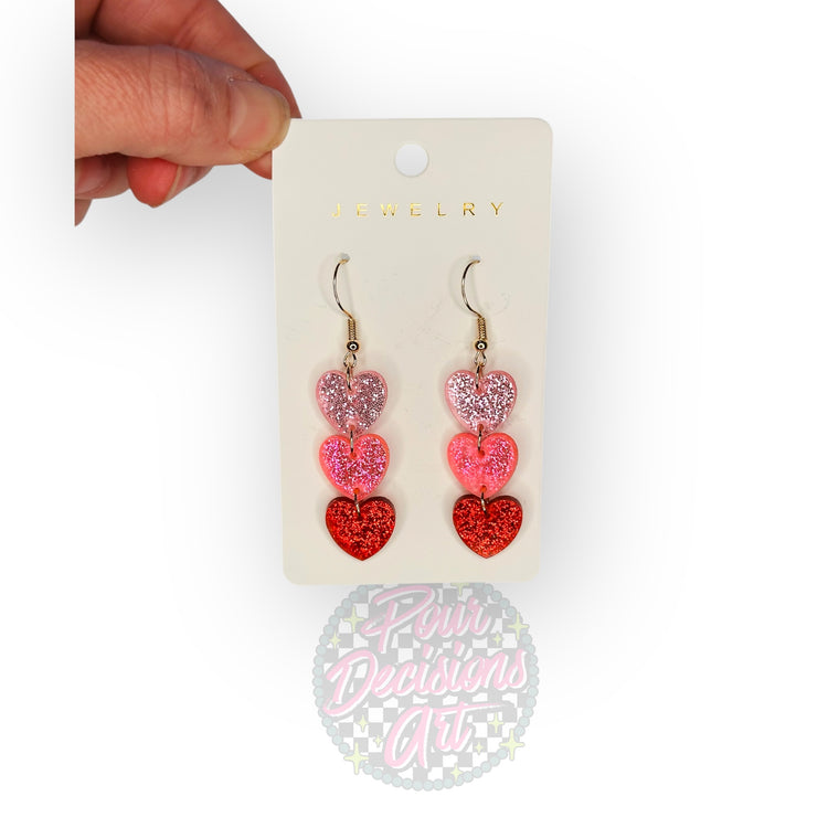 Acrylic Glitter Heart Dangle Earrings