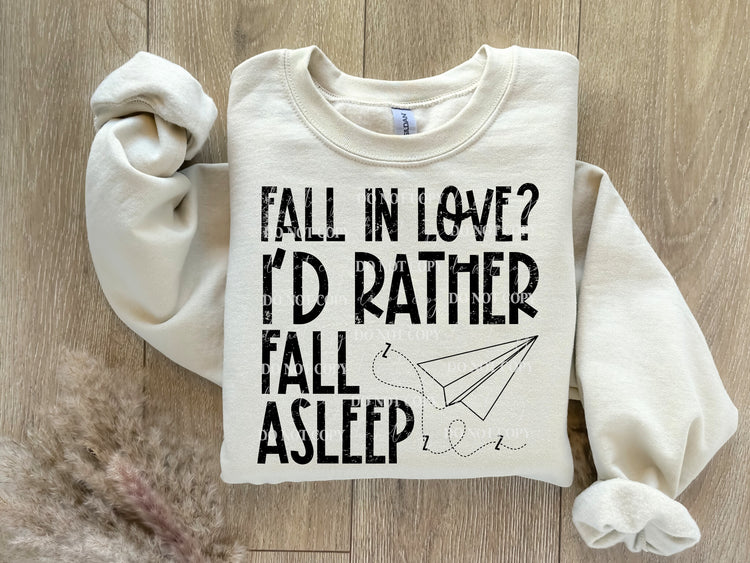 Fall in love, fall asleep black DTF