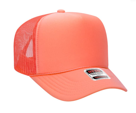 Coral Otto 5 Panel High Crown Mesh Back Trucker Hat