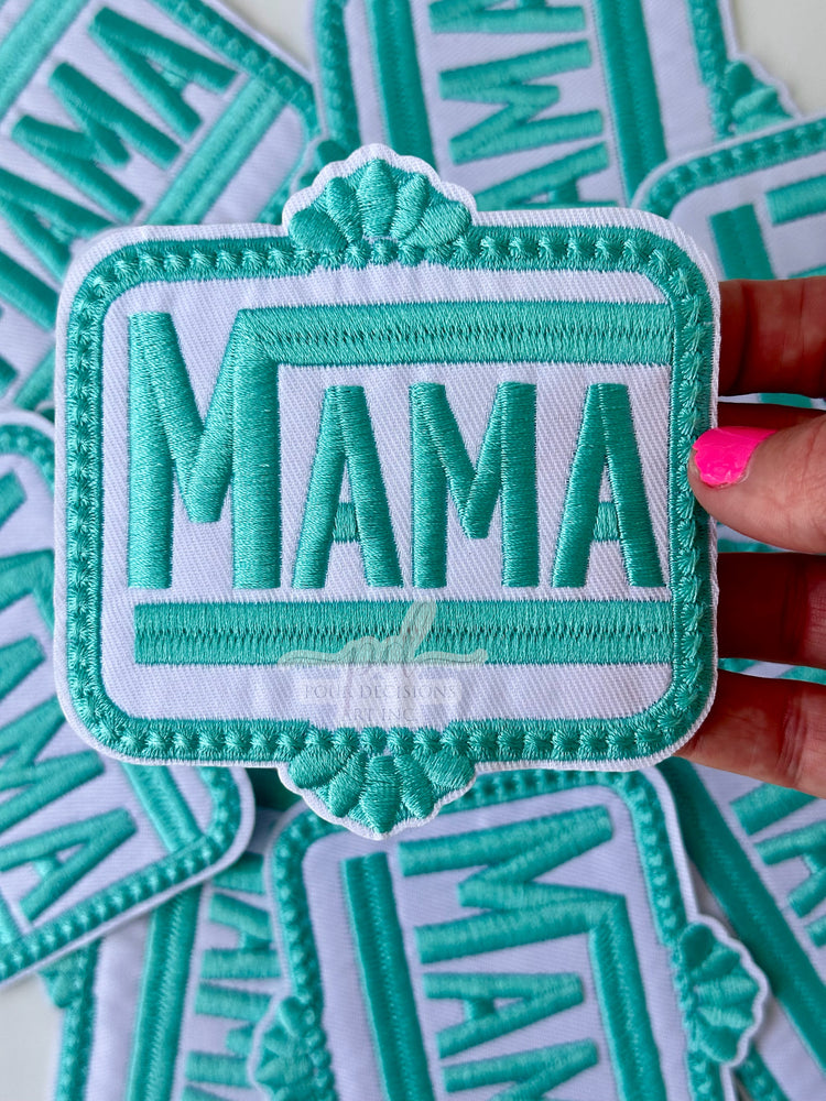 Large turquoise mama patch