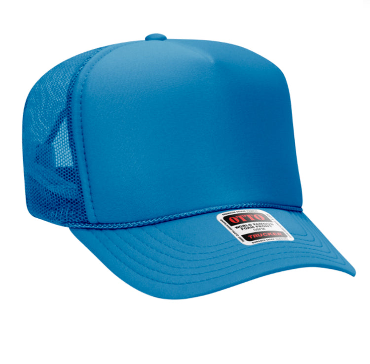 Columbia Blue Otto 5 Panel High Crown Mesh Back Trucker Hat