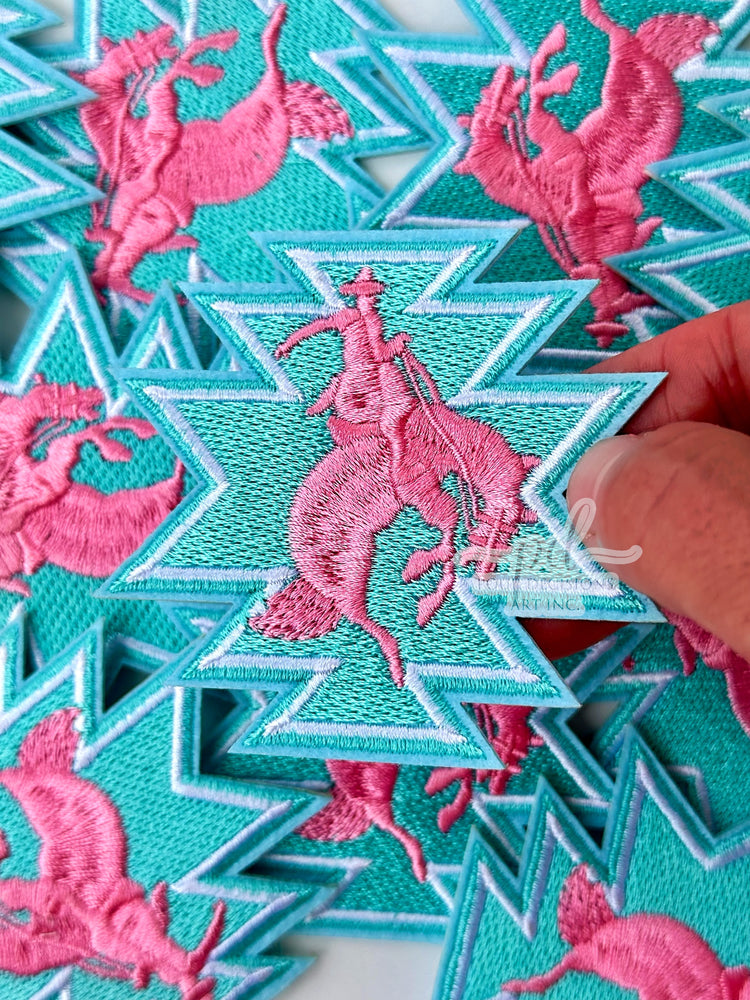 Turquoise & pink cowboy patch