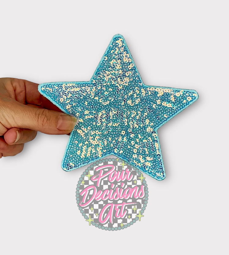 5” Iridescent “Ice Crystal” Sequin Star Patch