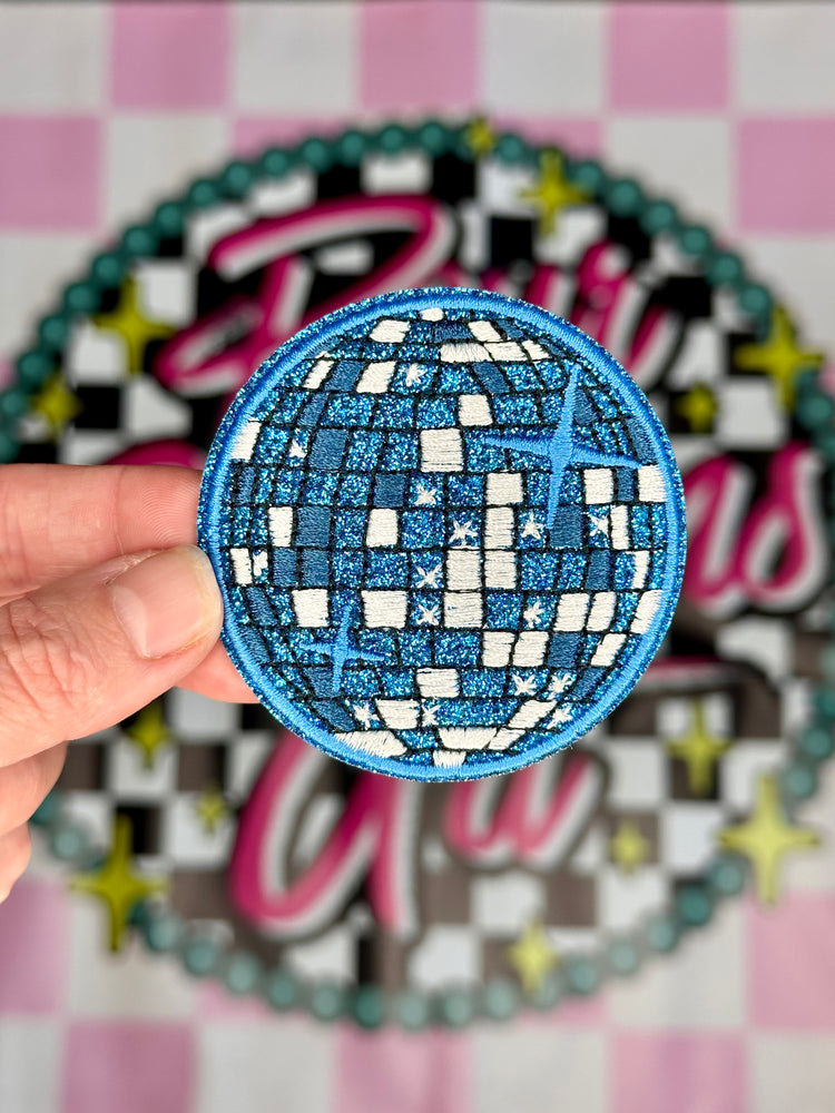 Blue Glitter Disco ball Patch