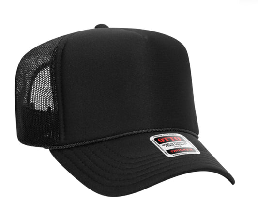 Black Otto 5 Panel High Crown Mesh Back Trucker Hat