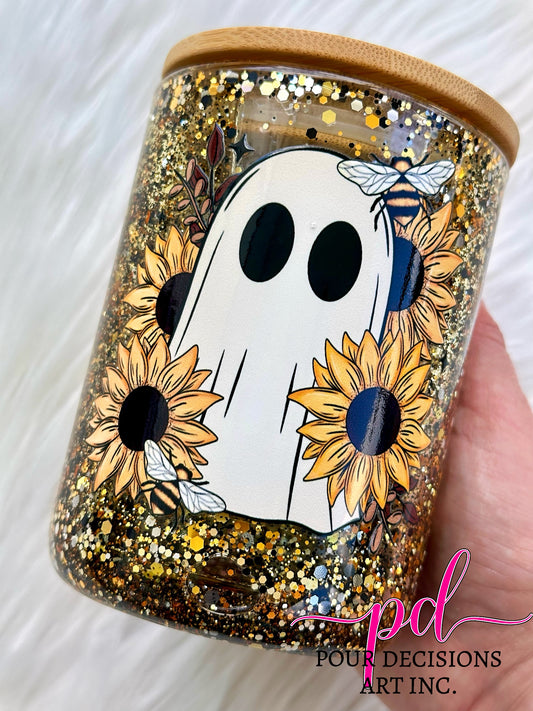 Ghosty sunflowers 15oz snowglobe