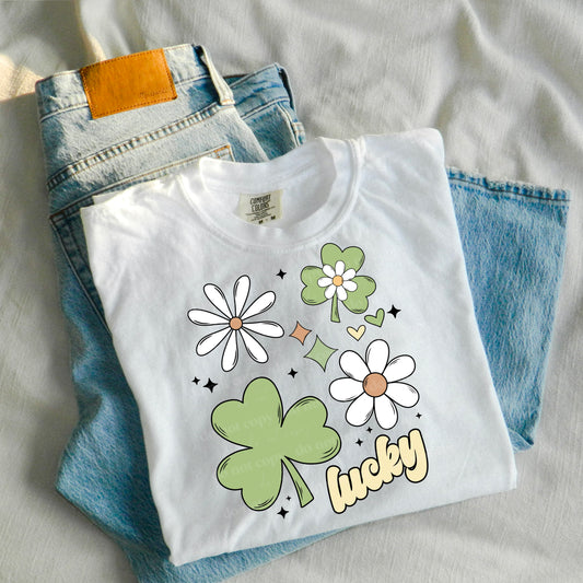 Lucky clovers & daisies dtf