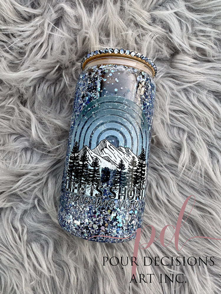 16 oz Adventure More snow globe tumbler