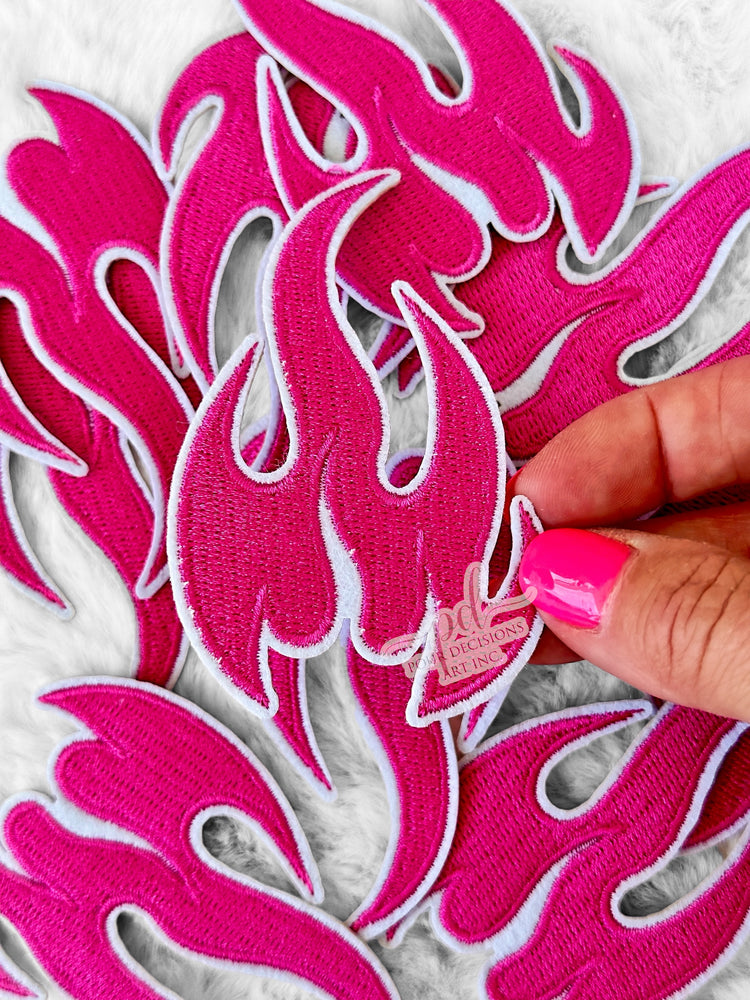 Hot pink flame patch