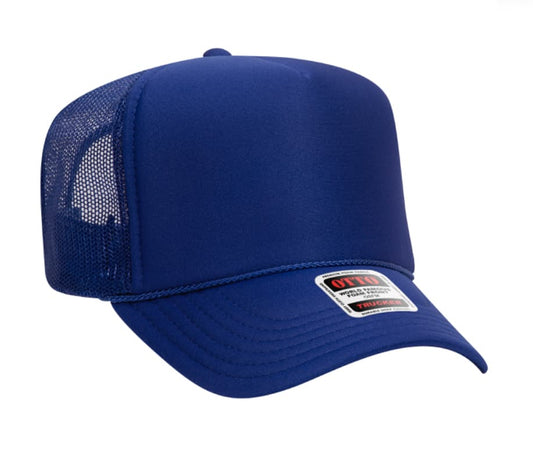 Royal Blue Otto 5 Panel High Crown Mesh Back Trucker Hat